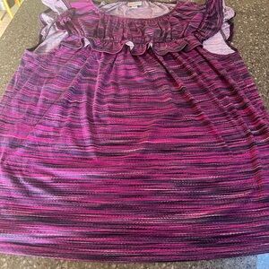 LuLaRoe Purple and Pink Stripes Stasha Size XL Ruffles Sleeveless Layering EUC